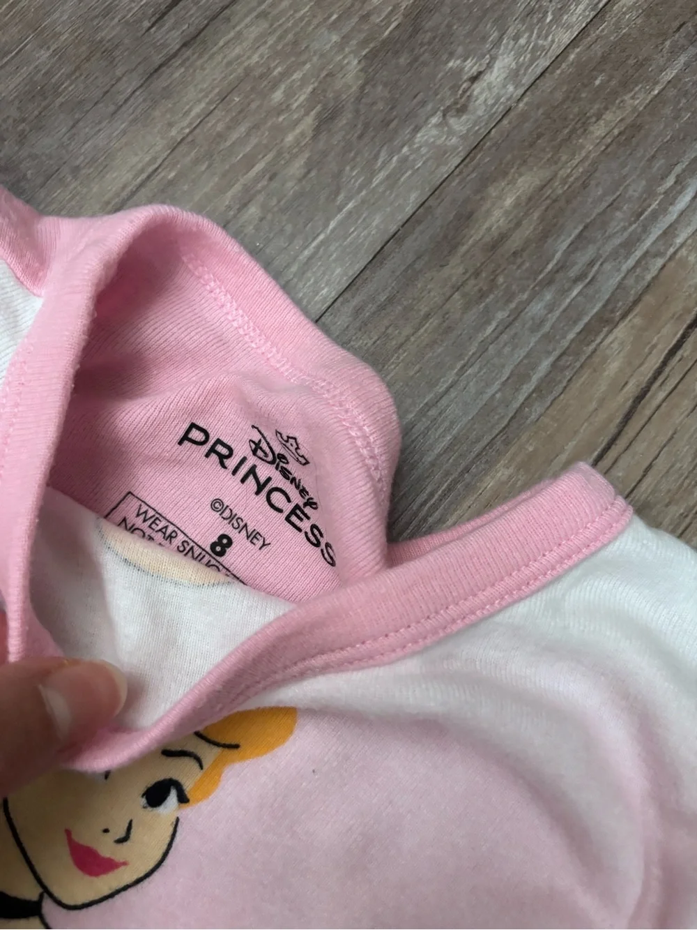 2 Disney Girls Long Sleeve Princess Pajama Tops in Pink and White
